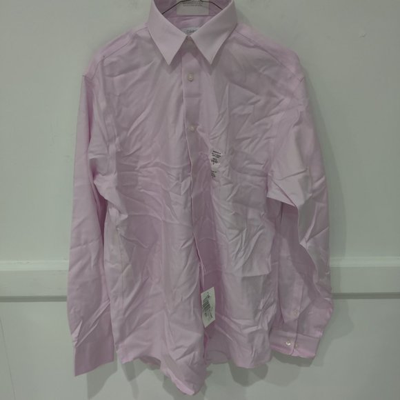 DEFECT Calvin Klein Mens Regular Fit Stretch Pink Size 16.5 34/35 $75 A389 - Picture 1 of 3